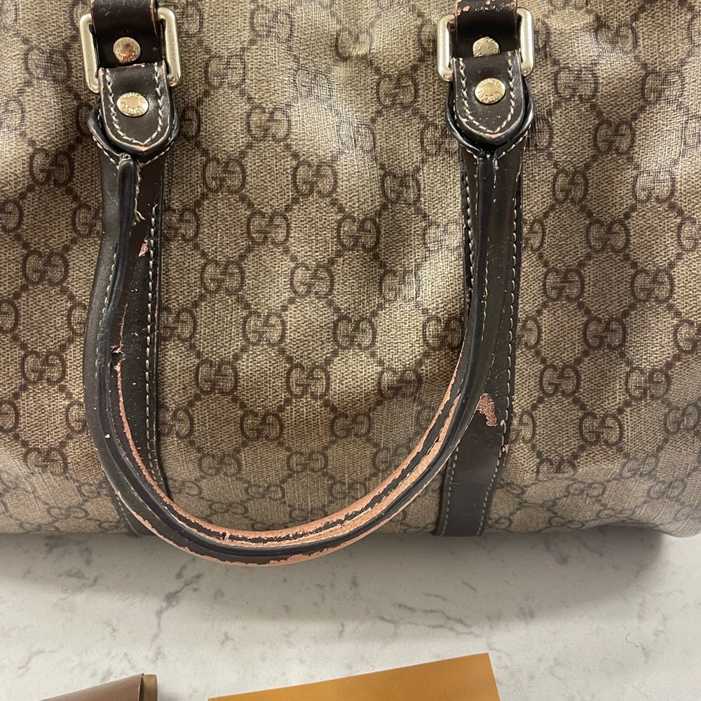 Gucci Vintage GG Speedy Monogram Handbag Brown Leather SOLD - Picture 13 of 16